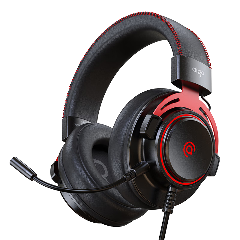爱国者（aigo）游戏有线耳机头戴式虚拟 7.1声道听声辨位红色炫酷灯职业电竞吃鸡三角洲FPS适用于爱国者机箱 A700