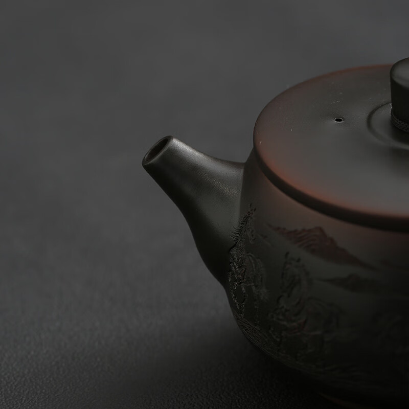 颖器紫陶壶茶壶凤鸣壶大口汉瓦壶280ml家用泡茶壶中式手工紫砂壶茶具 04紫陶汉瓦壶+2杯(礼盒装) 280ml
