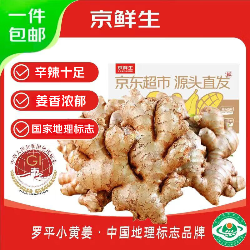 京鲜生 云南小黄姜 净重3斤 生姜 老姜 新鲜蔬菜调味 源头直发包邮 