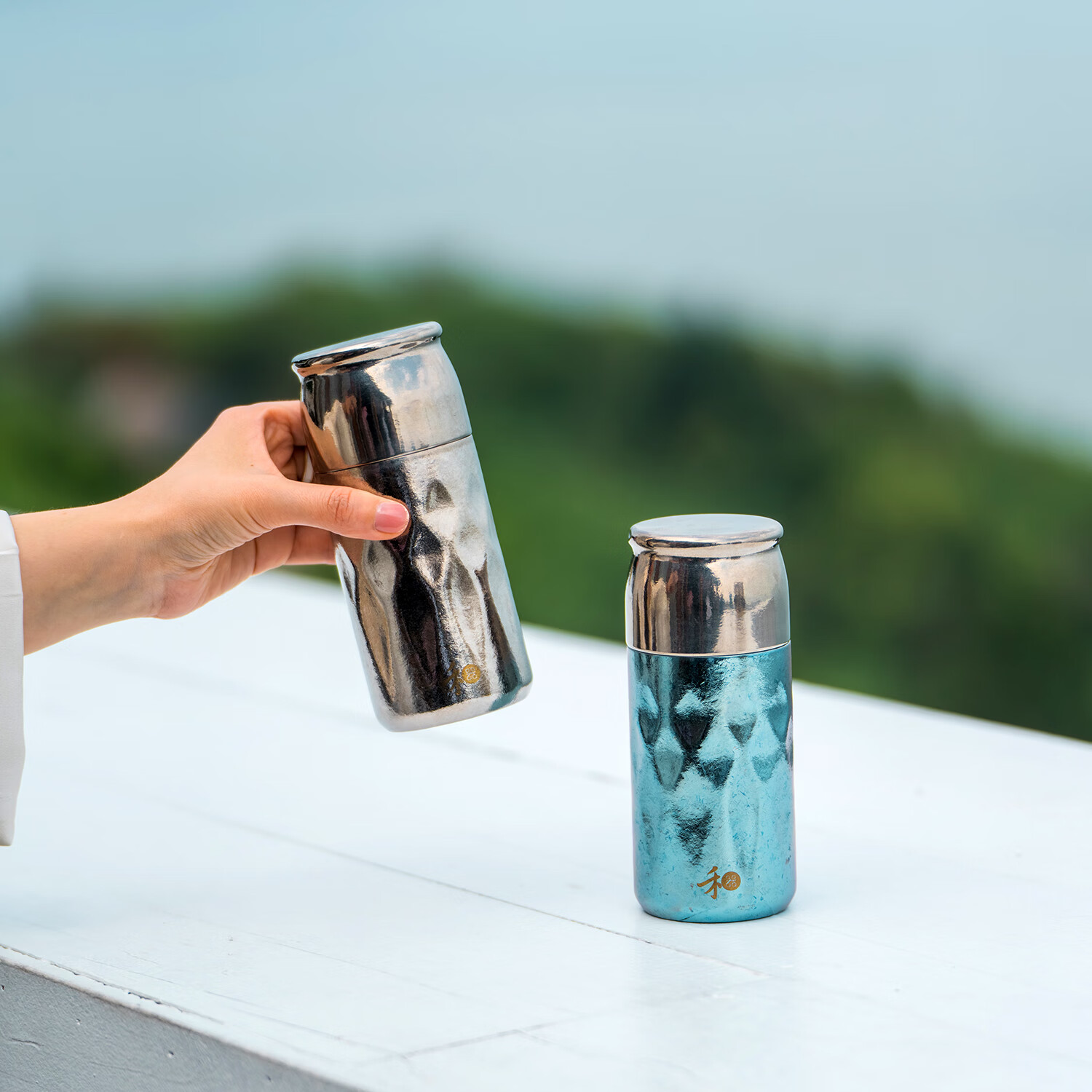 禾器钛杯纯钛保温杯保冷高档闷茶杯茶水分离养生泡茶商务办公礼品钛杯定制 穹晶蓝290ml