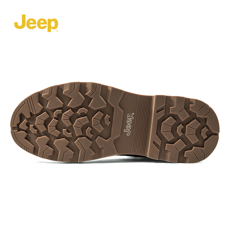 JEEP吉普马丁靴男秋冬季男士高帮百搭复古英伦风增高工装大黄靴子男鞋 卡其色 42