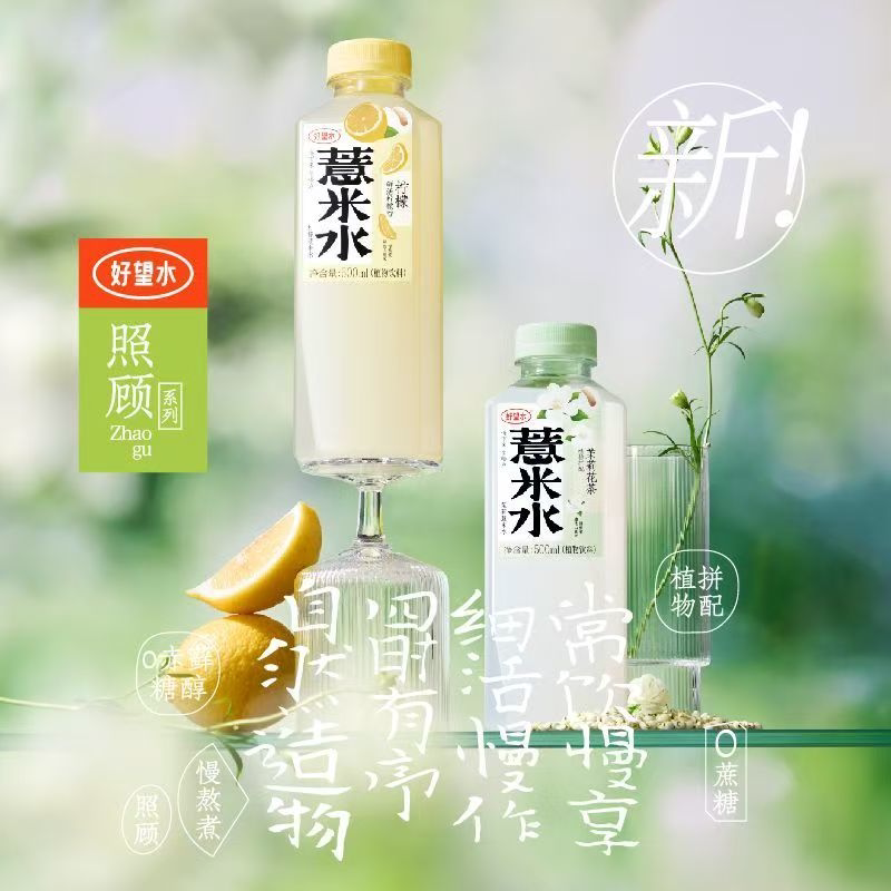 好望水薏米水0糖0脂0能量0桂圆水柠檬茉莉薏米水植物饮料整箱 五指毛桃薏米水500ml*10瓶