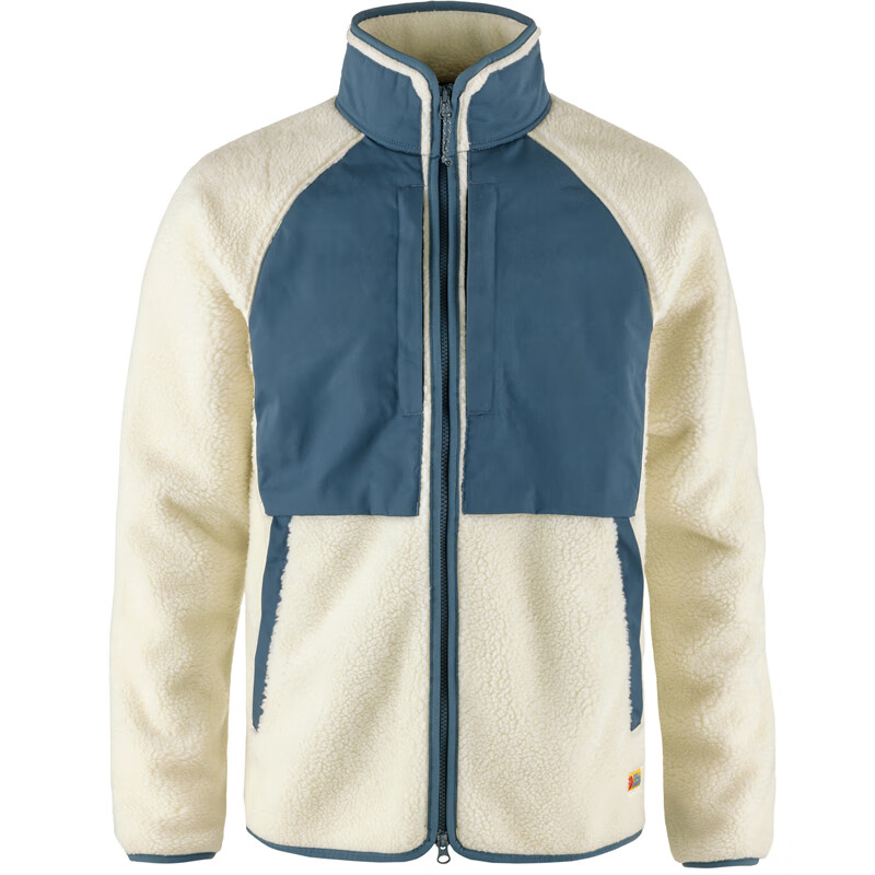 北极狐（FJALLRAVEN）男外套Vardag Pil新款微标轻便透气舒适保暖防风户外抓绒衣男夹克 米白蓝White-Blue XS