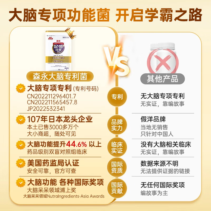 森永记忆益生菌成人青少年补脑健脑中老年痴呆提高记忆学习中高考备考