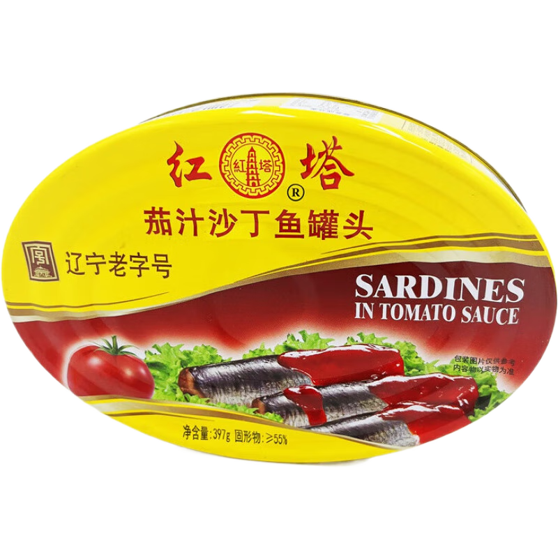红塔茄汁鲭鱼罐头即食大连海鲜番茄沙丁鱼青鱼下饭菜水产罐装食品 397g茄汁沙丁鱼罐头*1罐