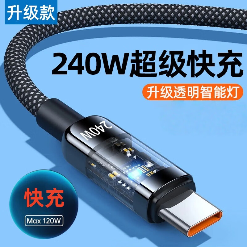 ��֥��KERZY�����س����͸����ָʾ��240W���������Type c���������û�ΪС�׼����������ݴ������һ MX12BK��ɫ1.5��|������֯��|480m/s