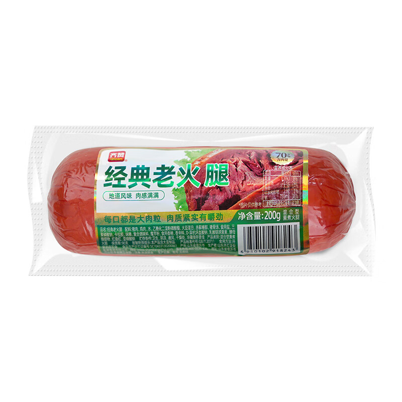 齐赞老式火腿净重200g/支 经典老火腿大块肉腱子肉火腿开袋即食香肠 经典老火腿【地道口味】200g*3
