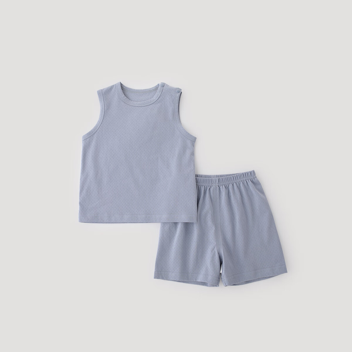 巴厘小猪宝宝分体套装夏装2025新款男童无袖薄款女童两件装夏季婴幼儿衣服 静谧蓝 100
