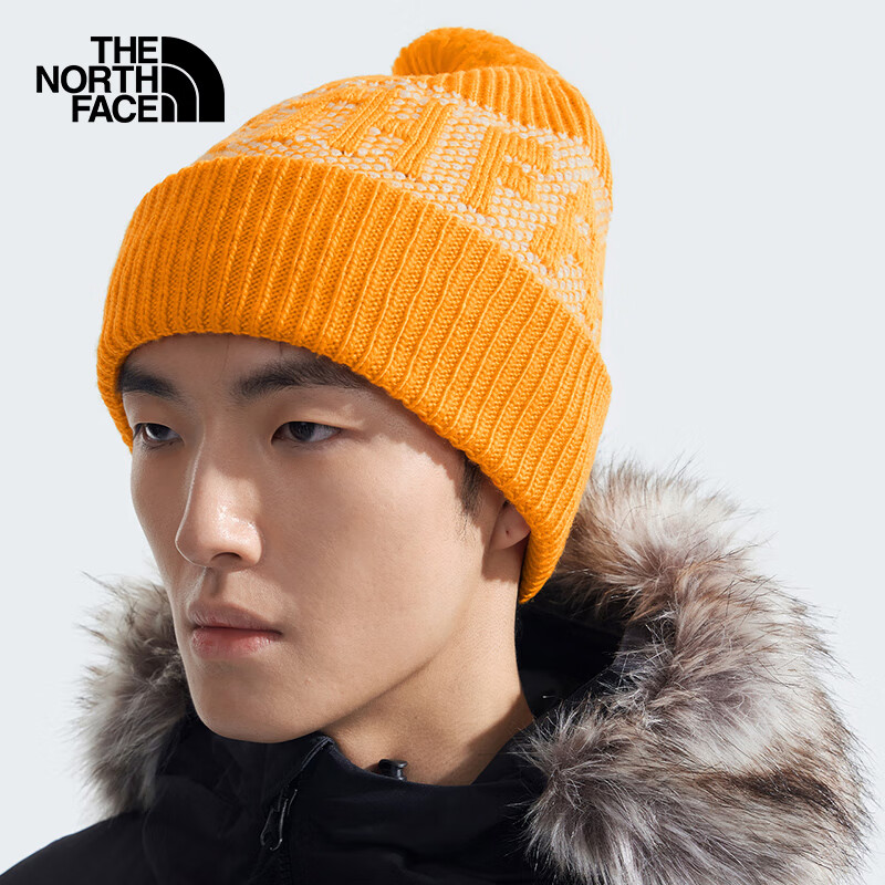The North Face北面针织帽通用款户外保暖提花滑雪帽88QW 巅峰金/VCV