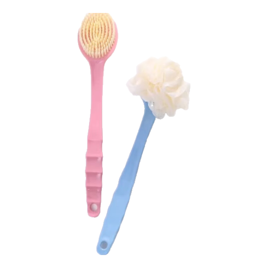 双面洗澡刷子搓澡神器软毛长柄沐浴刷后背搓背刷搓泥不求人搓澡巾 两用搓澡刷-带沐浴球-【天空蓝】