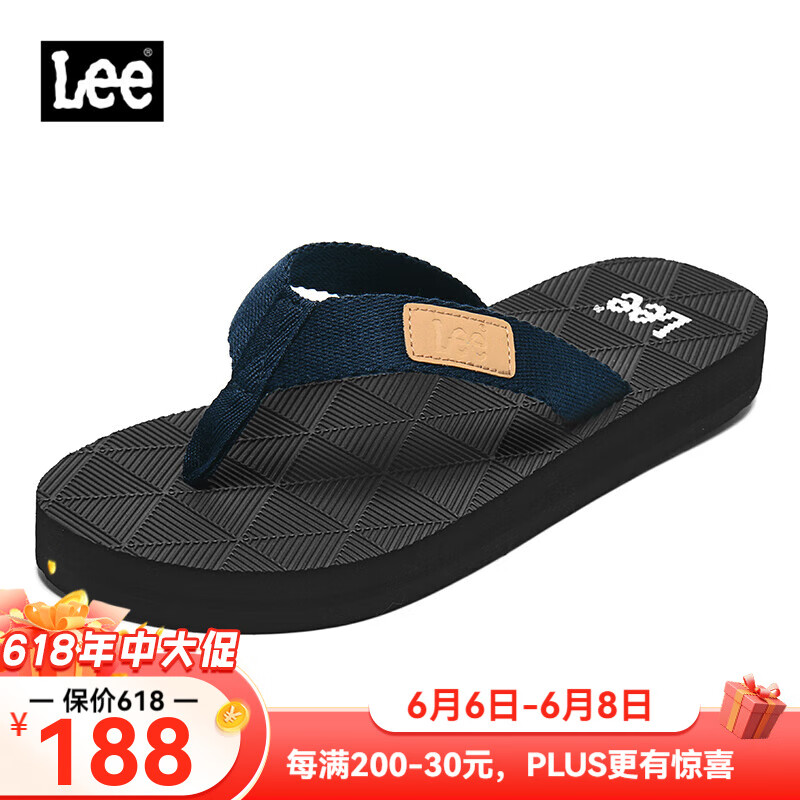 Lee人字拖男2025夏季新款休闲软底拖鞋百搭户外防滑沙滩凉拖鞋男 黑色 44