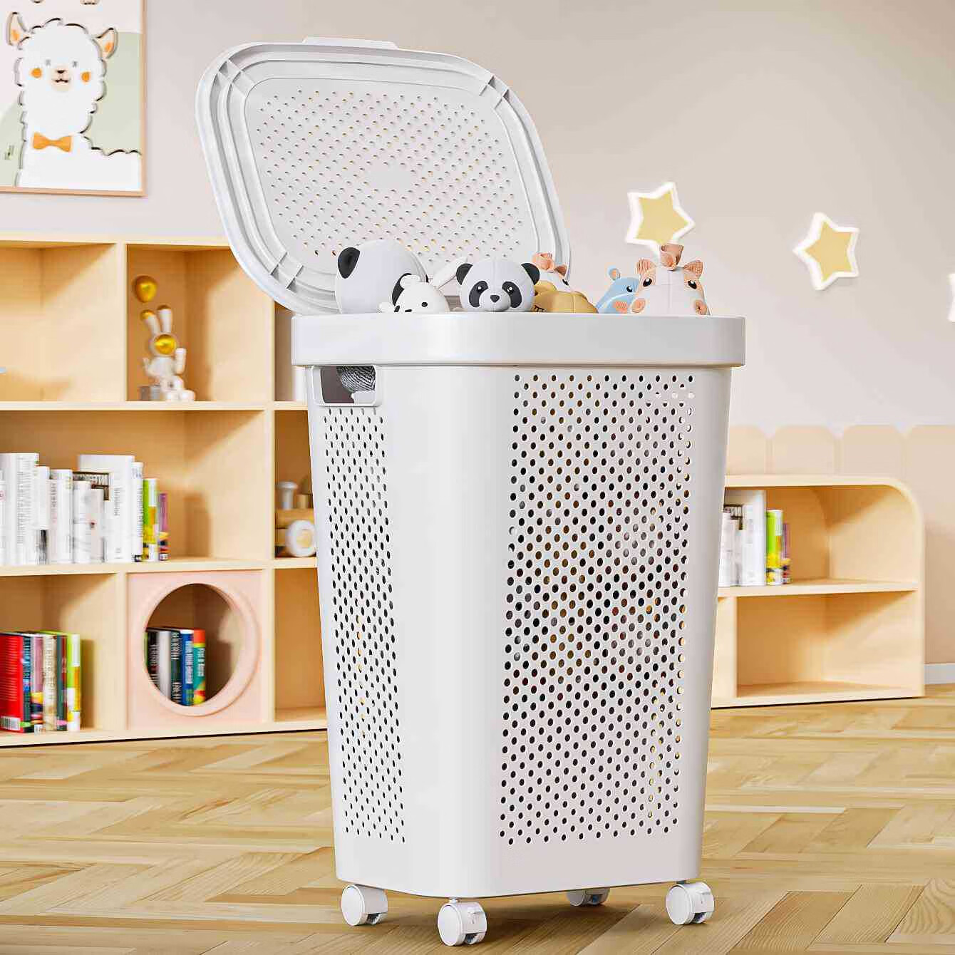 脏衣服收纳筐家用大容量浴室卫生间衣物衣服篮篓桶收纳洗衣篮有盖 白色特大号无规格