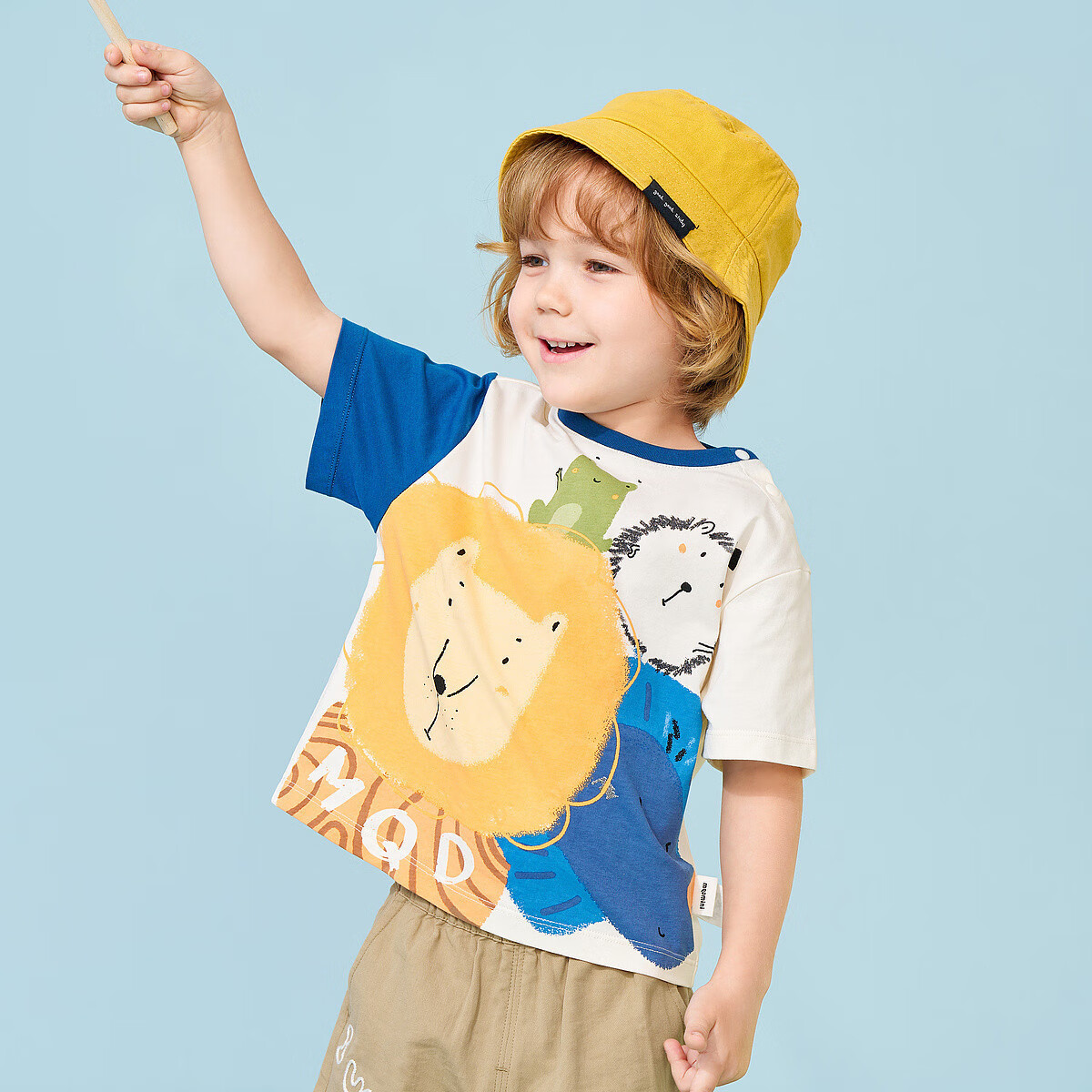 ����٣�MQD��ͯװ��Сͯ�Ŀ�޿���ӡ��ײɫ�ֻ�����ͯT�� �װ�ɫ ���� 100