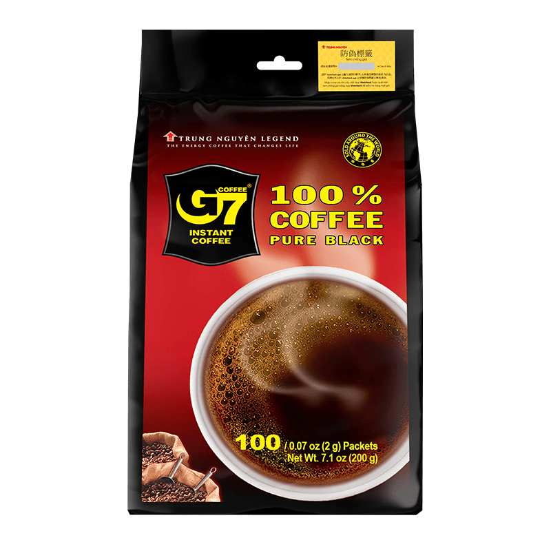 中原G7美式速溶0蔗糖0脂健身黑咖啡200g（2g*100包）越南进口