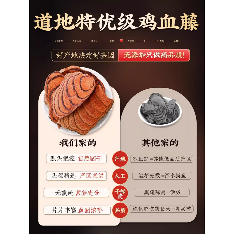 北京同仁堂鸡血藤野生补气养血养生茶泡水饮品养生滋补茶活通血脉中药材 [认准云南原产高品质]买3送2共1000g