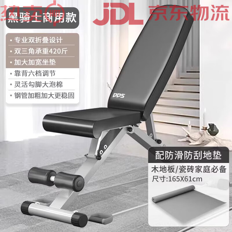 多德士（DDS）啞鈴凳私教訓練凳健身凳家用健身器材商用男鍛煉臥推椅飛鳥凳 黑騎士商用款+地墊高承重