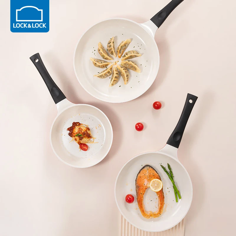 乐扣乐扣（LOCK&LOCK） 陶瓷不粘平底锅煎锅牛排锅无烟煎蛋煎饼电磁炉通用煎炒两用锅 26cm红色【升级款】