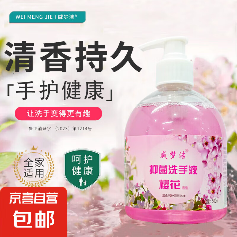 洗手液有效抑菌温和滋润洁净去污易冲洗宝宝儿童成人家用便携装 【洗手液500ml/瓶】樱花