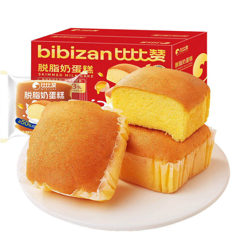 比比赞（BIBIZAN）脱脂奶蛋糕300g营养早餐牛奶手撕面包吐司饼干蛋糕点心休闲零食