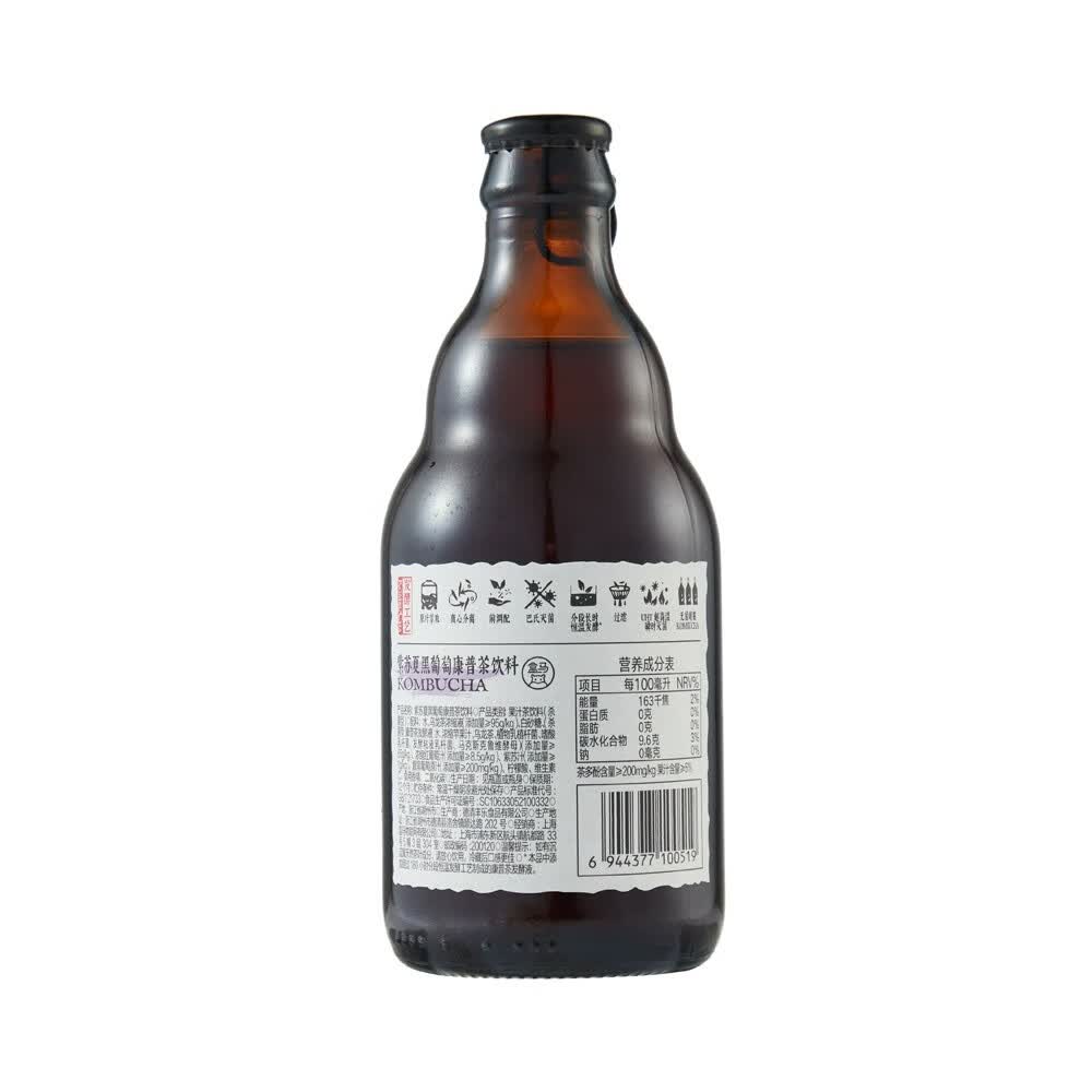 盒马紫苏夏黑葡萄柚子乌龙康普茶真茶萃取自然果香恒温发酵清爽饮料 紫苏夏黑葡萄康普茶330ml*6瓶