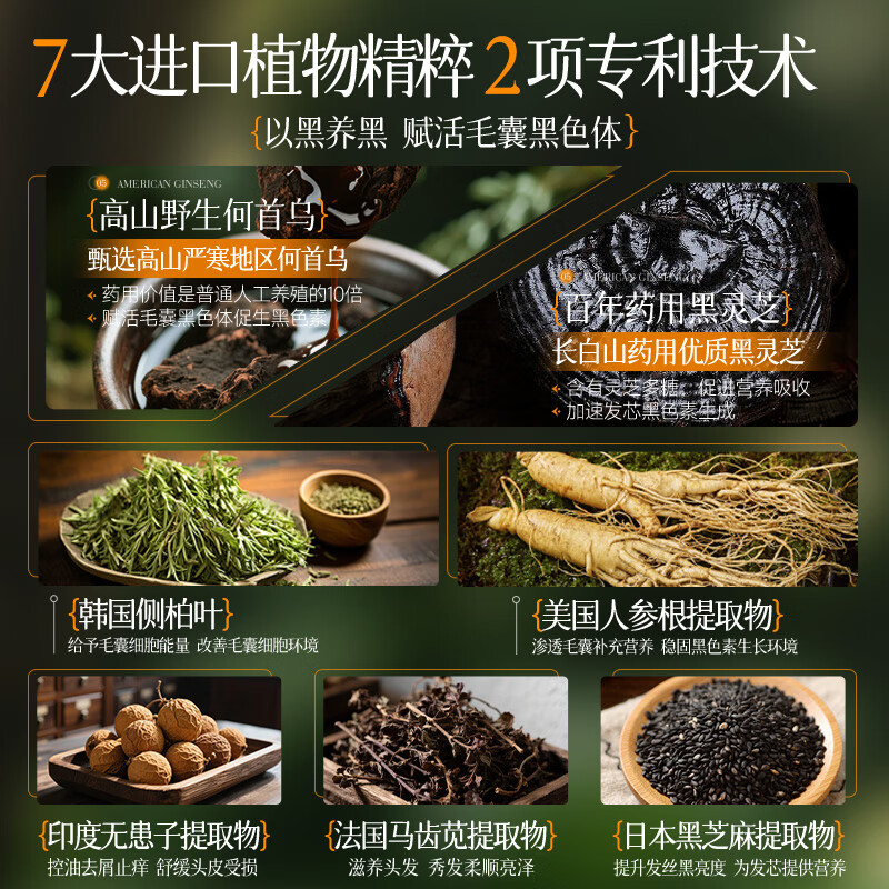 PUNOMO新西兰进口何首乌黑发洗发水乌黑白发治发根转养自然黑防脱洗头膏 【自然焕黑控油去屑】500ml/瓶