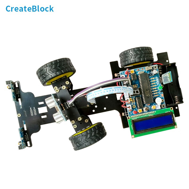 CreateBlock C51单片机飞思卡尔智能小车舵机转向循迹避障遥控蓝牙测距寻光小车 套餐五 散件