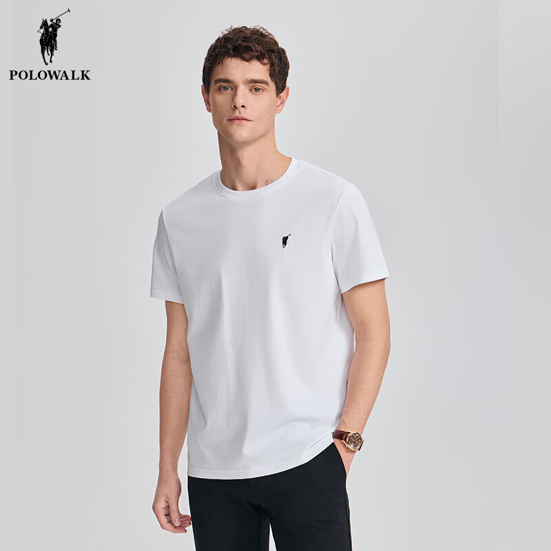 POLOWALK短袖T恤男2025夏季新款保罗冰氧吧透气简约体恤衫爸爸 白色【新款】 2XL (185)