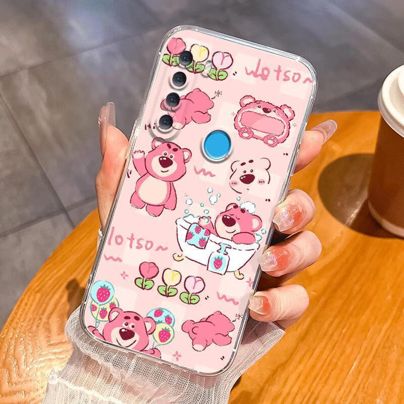 良友情红米note8手机壳创意可爱女note8pro保护套潮男透明防摔软壳Redmi硅胶note8 pro高透por卡通镜头全 百变草莓熊CS607透明太空壳 红米 Note 8