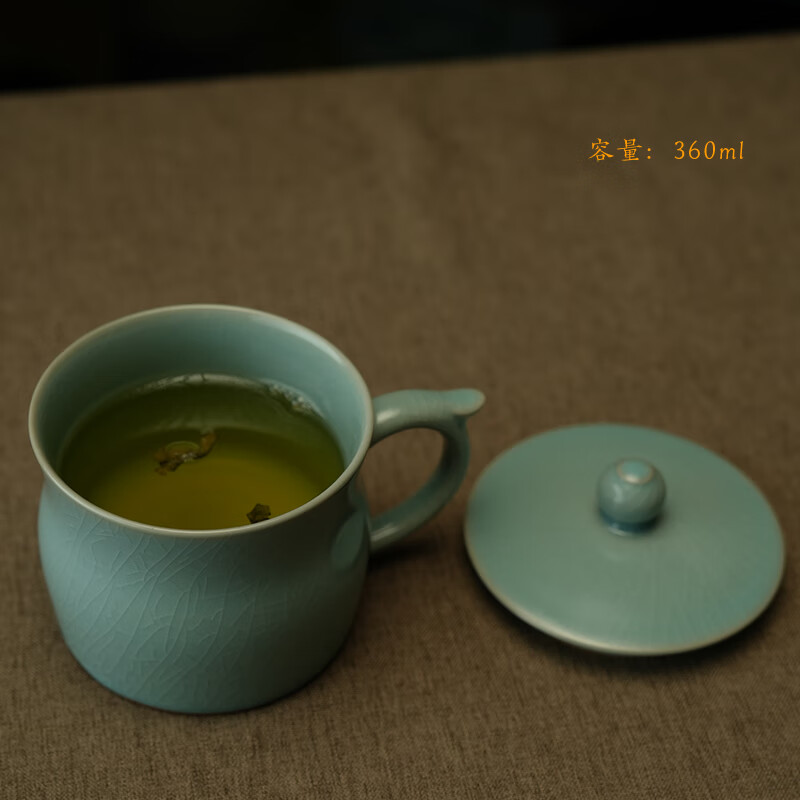 汝誉天下汝窑茶具茶杯办公杯会议杯玉龙杯清凉寺汝官窑泡茶杯汝州汝瓷开片 玉龙杯