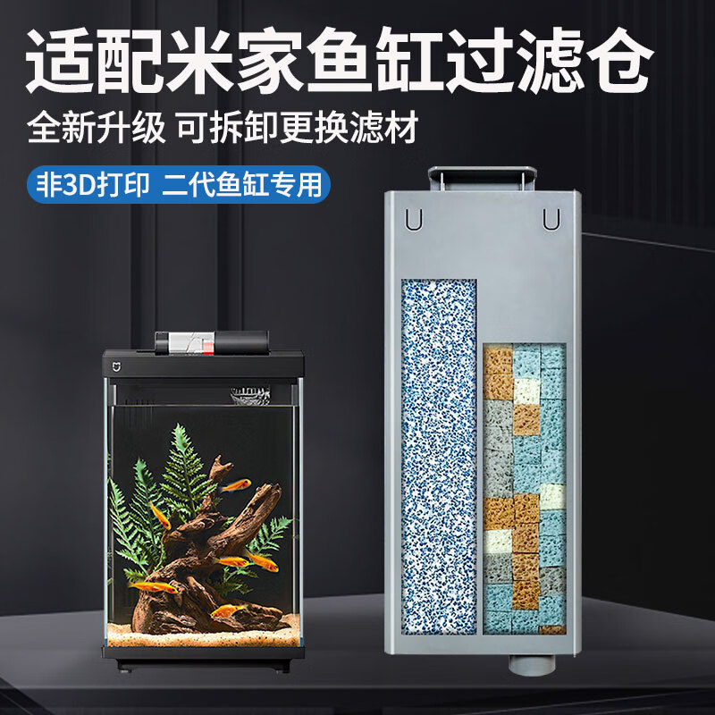 畫(huà)法幾何魚(yú)缸過(guò)濾材料 小米魚(yú)缸濾芯二代桌面魚(yú)缸專用生化過(guò)濾棉細(xì)菌屋 【米家桌面魚(yú)缸專用】濾倉(cāng)+生化棉+凈水魔方