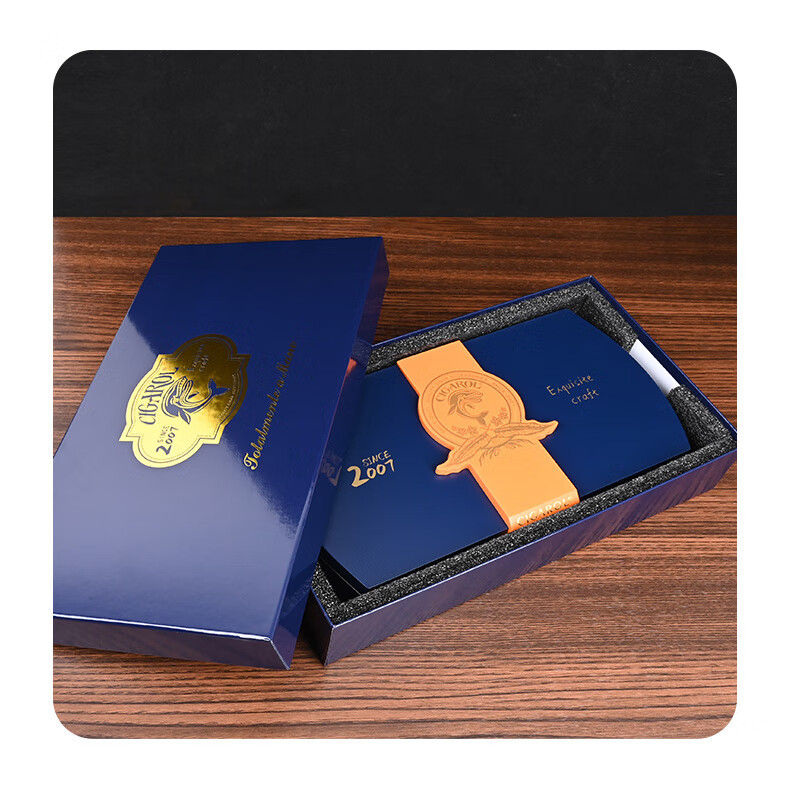 愛茄客（CIGAROL）雪茄禮盒雪茄盒雪茄保濕盒雪松木雪茄醇化盒雪茄養(yǎng)護盒10支裝 藍色__裝 10支