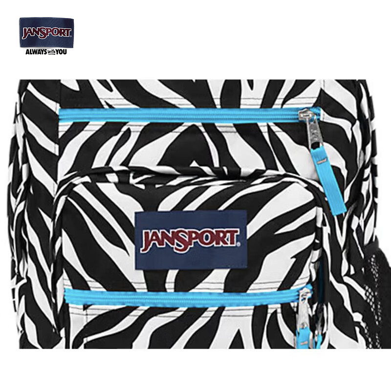 JANSPORT杰斯伯双肩包男士背包高中大学女书包TDN7 T75K0CX 斑马蓝