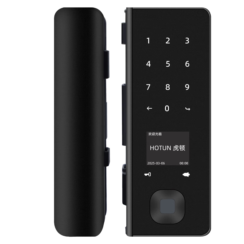 虎頓（HOTUN）玻璃門指紋鎖免開孔單雙門辦公室密碼鎖電子智能鎖門禁BL-H1無框