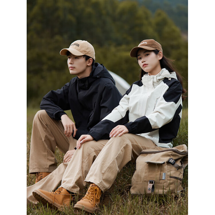 德尔.默克(Delmerk)山系冲锋服男女上衣三合一可拆卸两件套防寒滑雪登山服团购定制 女-抓绒两件套白色 XL