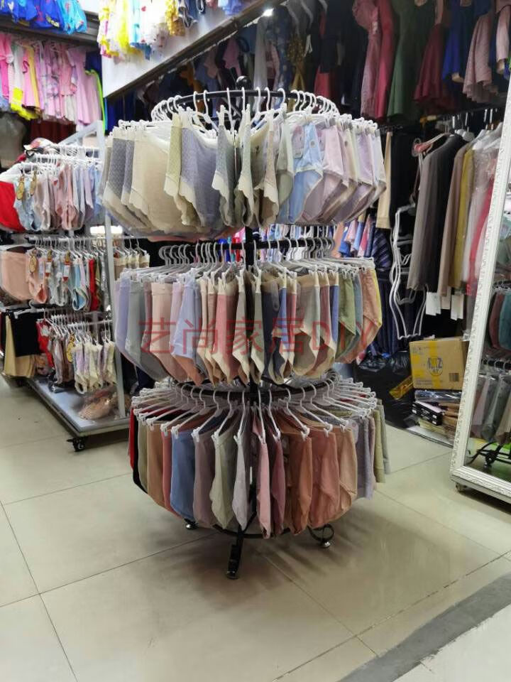 旋轉(zhuǎn)內(nèi)褲架子展示架圓形落地內(nèi)衣中島文胸架掛短褲貨架店鋪陳列架 白色三層 直徑50高135