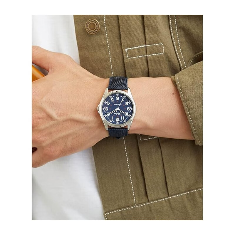 西铁城(CITIZEN)【日本直邮】西铁城 Q&Q帆布带手表学生考试防水石英表QB38系列 QB38-315【藏青色】