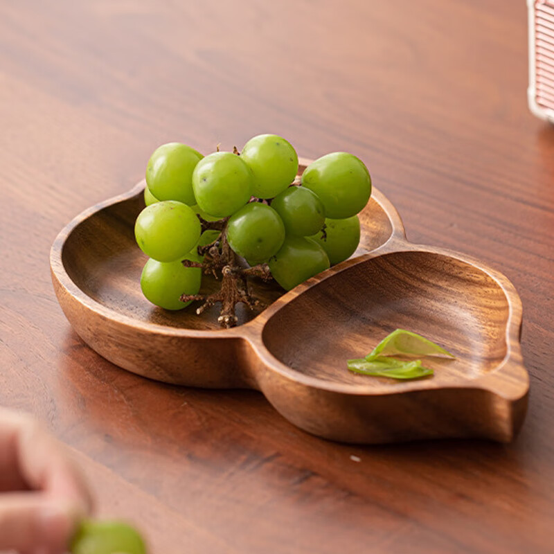 LIUIUSU整木葫芦分格盘 新中式创意实木果盘福禄托盘加厚胡桃木水果盘 北美黑胡桃木整木（22*13*3cm） 1个