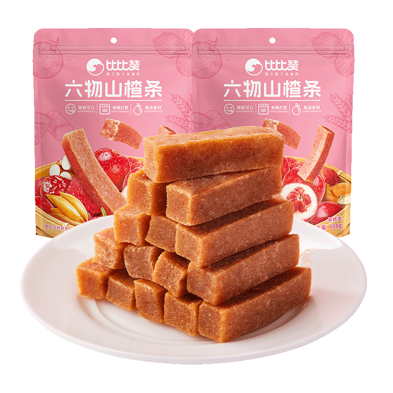 比比赞（BIBIZAN）六物山楂条360g 开袋即食山楂糕酸甜蜜饯果干果脯休闲解馋小零食
