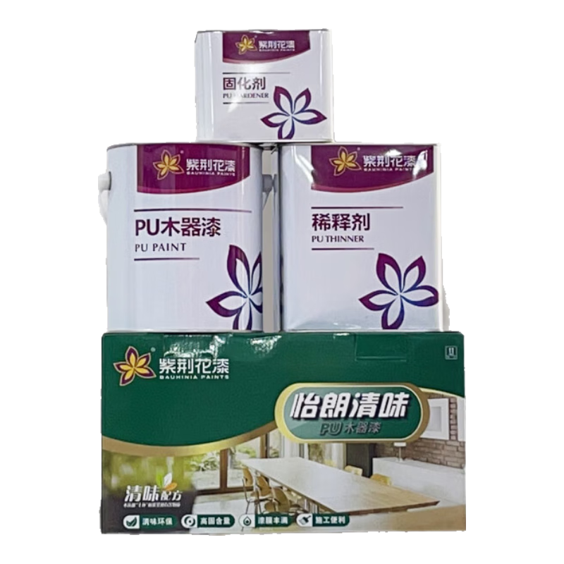 紫荆花漆PU实木家具漆聚酯漆哑光半哑光亮光清漆白漆5kg家具漆 清底漆