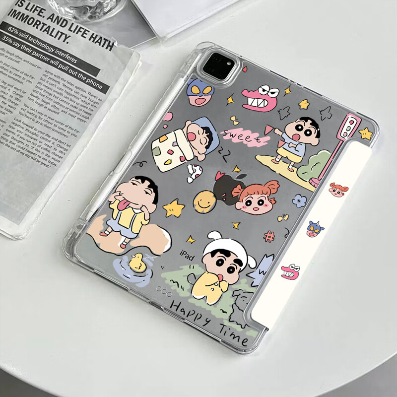 适用iPad保护壳pro11寸11代卡通彩绘Air7/6三+Y折平板壳防摔轻薄 卡通【BB297】横竖支撑笔槽款 iPad air7-10.9寸