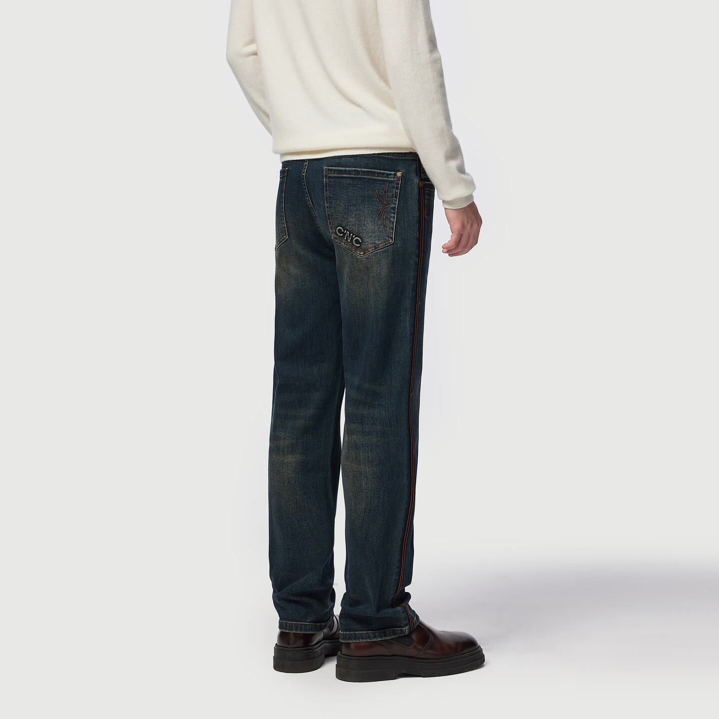 C'N'CCNC【衣服】CNC新款重工压印牛仔裤修身休闲品牌直筒裤子男 牛仔蓝 33 175/84A