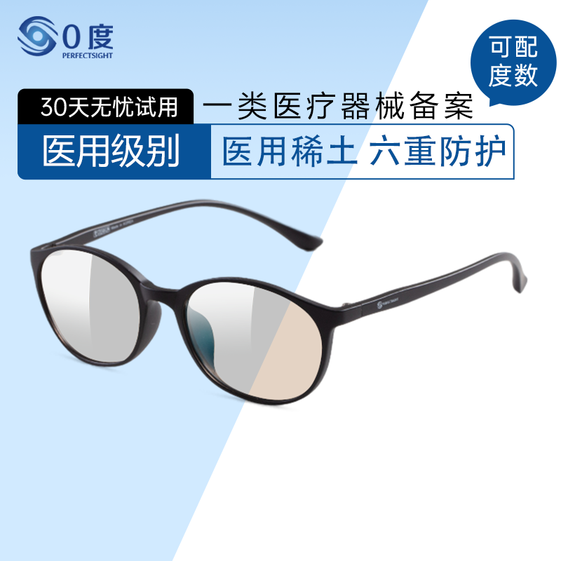 0度（PERFECTSIGHT）防蓝光 防辐射眼镜护目镜 防紫外线 近视眼镜可配度数 男女通用 稀土六防镜片1039-C2哑黑 无度数（稀土平光镜片）