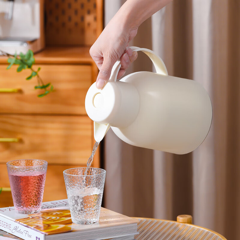 乐唯诗保温壶家用2025新款热水壶大容量水壶开水瓶宿舍热水瓶暖水壶 如意保温壶【按压款】米白色1L