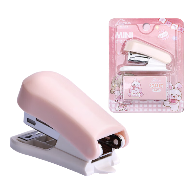 订书机迷你小号学生用小型订书器学习用品钉书器高颜值装订机便携式省力可爱家用定书器文具 随机颜色（送1盒钉）