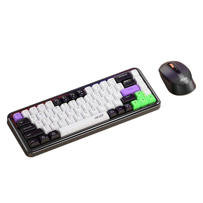 宏碁（acer）68鍵無(wú)線(xiàn)藍牙鍵盤(pán)有線(xiàn)三模鼠標套裝靜音可充電臺式電腦筆記本用辦公機械手感適用于mac平板ipad 鏡面黑-可充電【無(wú)線(xiàn)三模鍵盤(pán)】+雙模鼠標