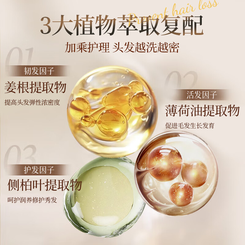 聚容防脱育发洗发水生姜侧柏叶固发控油植物萃取防脱洗发水去屑止痒 防脱密发洗发露（植物萃取） 500ml*2瓶（周期护理）