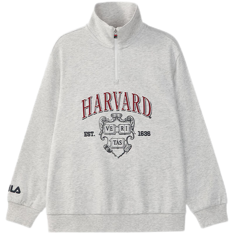FILA X HARVARD哈佛聯(lián)名男童衛(wèi)衣2025秋中大童翻領(lǐng)學(xué)院風(fēng)上衣