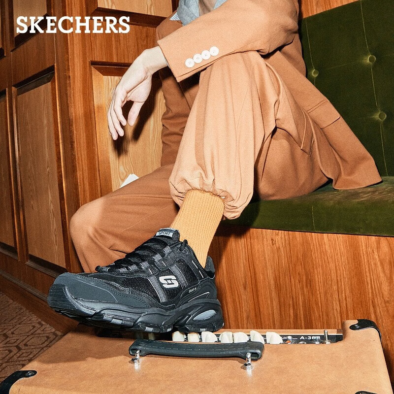 斯凯奇（Skechers）男鞋复古老爹鞋运动鞋户外鞋子厚底增高休闲鞋51241 51241-全黑色/BBK 41