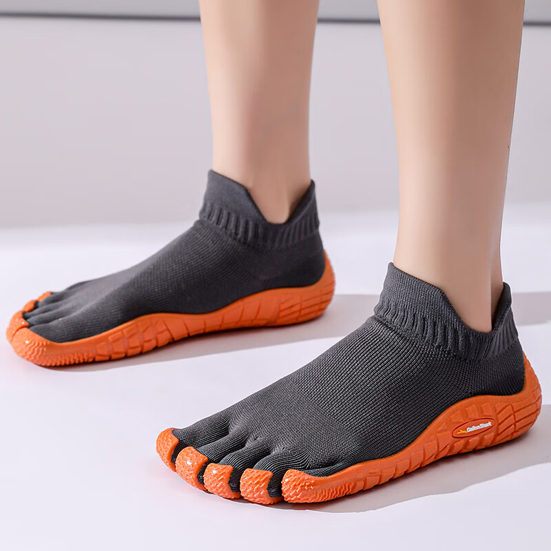 软啾啾五指分趾健身鞋减震跳绳软底瑜伽普拉提运动防滑力量深蹲硬拉训练 热颂红【五指分趾鞋】 34