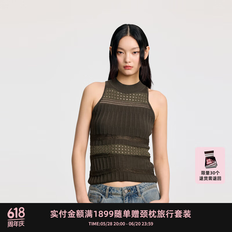 RE’VAN芮范2025夏季新品設(shè)計(jì)師款質(zhì)感中高領(lǐng)毛衫背心RL31202212 軍綠色 M /38